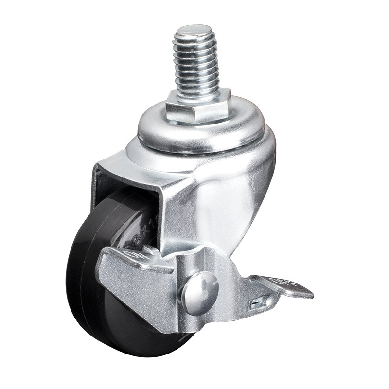 EDL Mini 1.5'' 25kg Threaded Axle Brake PU Caster 201415A-2015-62/A