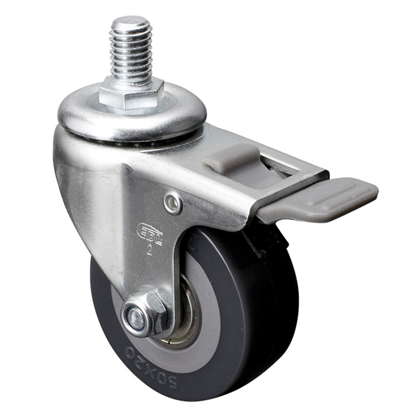 EDL Mini 2'' 40kg Threaded Plastic Dual Brake PU Caster 26142H-262-76