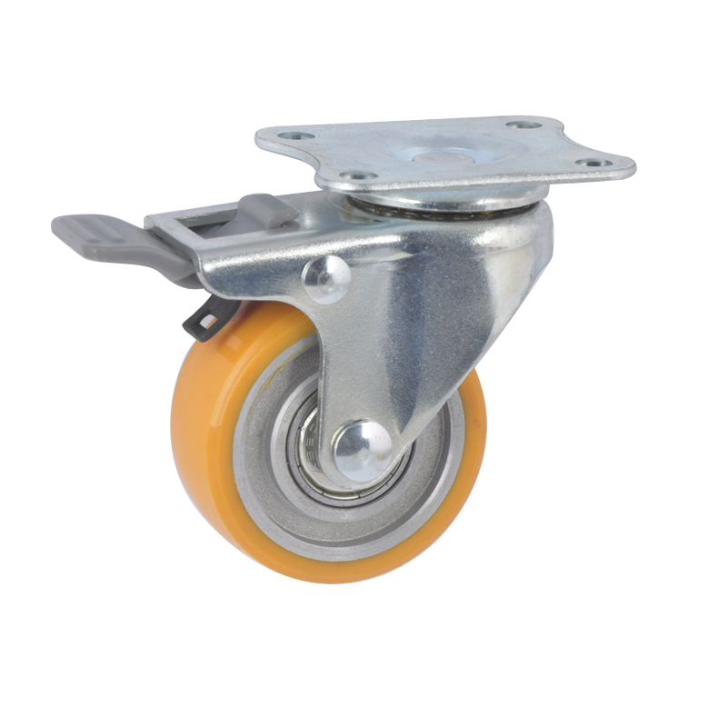 EDL Mini 2'' 40kg Plate Plastic Dual Brake TPU Caster 26122H-262-86A