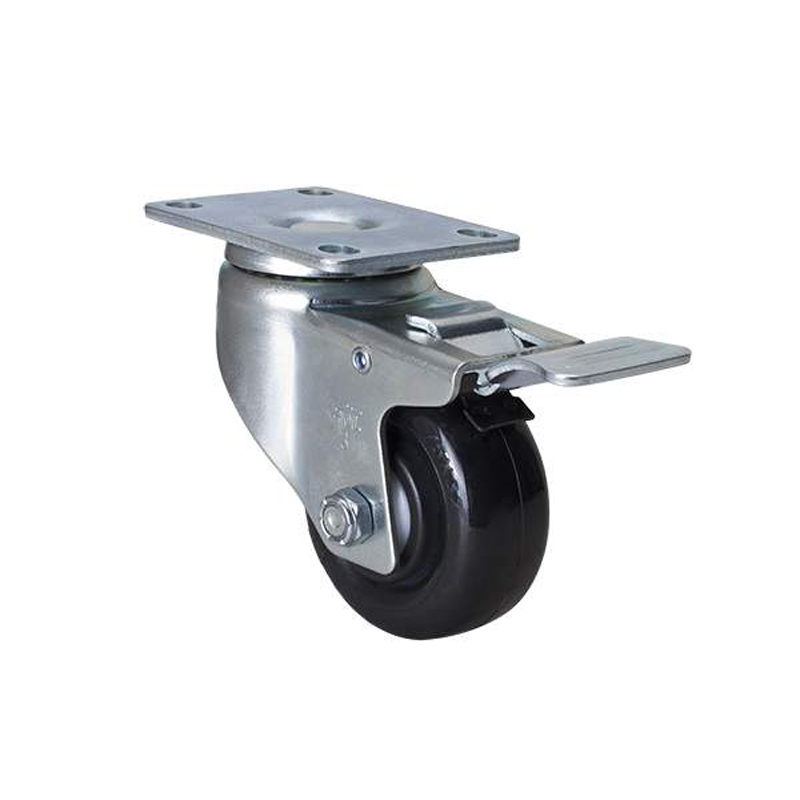 EDL Medium 3" 120kg Plate Iron Dual Brake PU Caster 50123L-503-65
