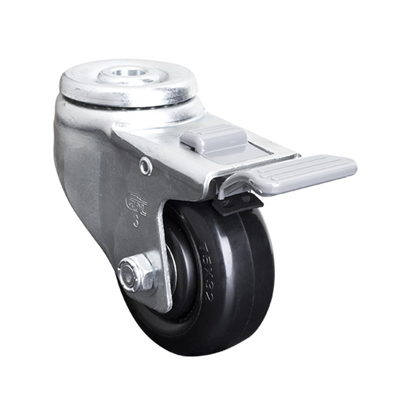 EDL Medium 3" 140kg Bolt Hole Plastic Dual Brake PU Caster 50183H-503-66