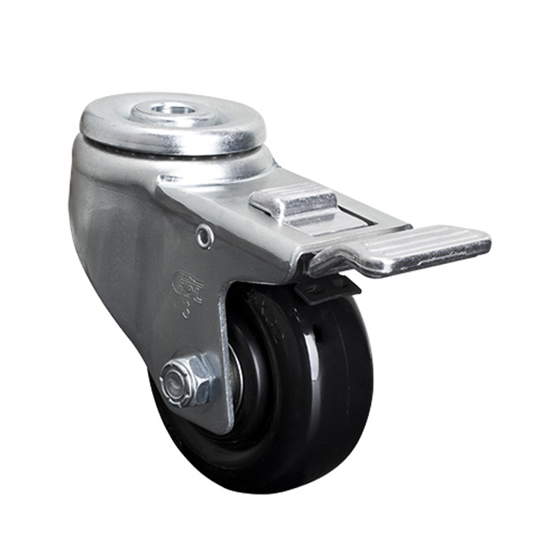 EDL Medium 3" 140kg Bolt Hole  Al. Dual Brake PU Caster 50183P-503-66