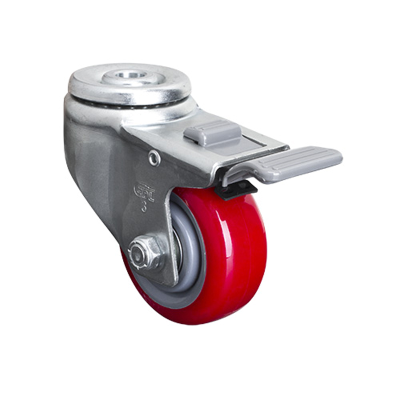 EDL Medium 4'' 150Kg Bolt Hole Plastic Dual Brake TPU Caster50184H-504-86