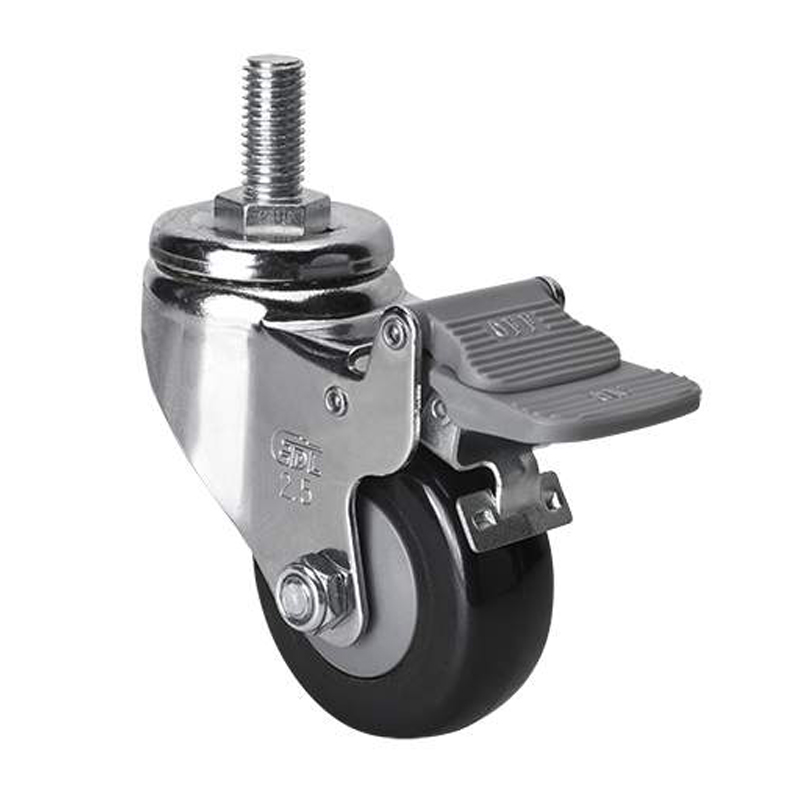 EDL Light 2.5'' 70kg Threaded Plastic Dual Brake PU Caster 372425H-3725-67