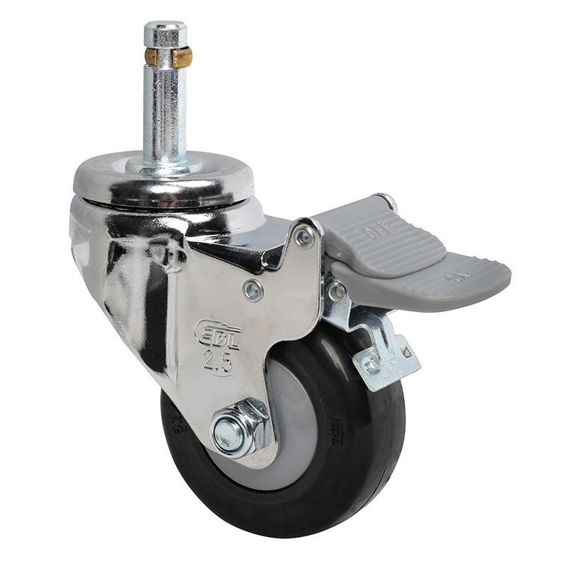 EDL Light 2.5'' 70kg Stem Plastic Dual Brake PU Caster 372625H-3725-67