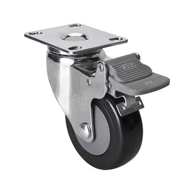 EDL Light 3'' 70kg Plate Plastic Dual Brake PU Caster 37223H-373-67