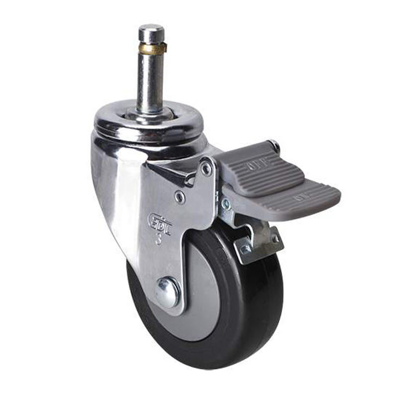 EDL Light 3'' 70kg Stem Plastic Dual Brake PU Caster 37263H-373-67