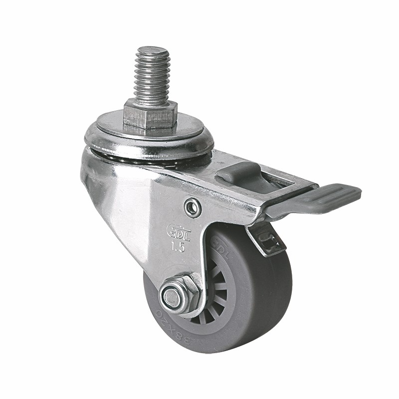 EDL Stainless Steel Mini 1.5'' 45kg Threaded Brake TPE Caster S267415H-S2615-53