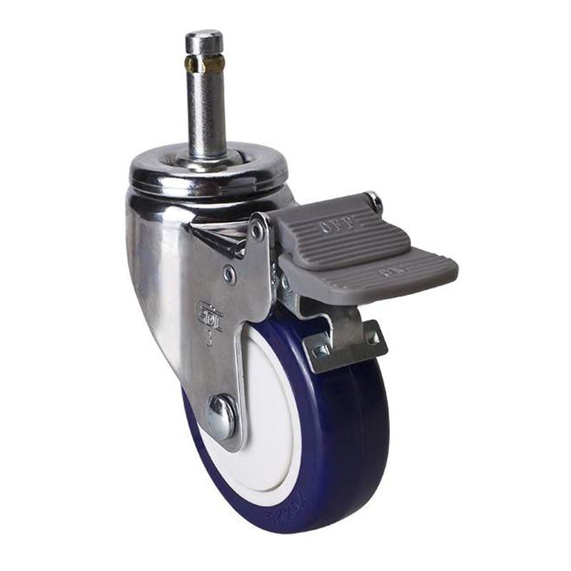 EDL Light 3'' 80kg Stem Plastic Dual Brake TPU Caster 37263H-373-87