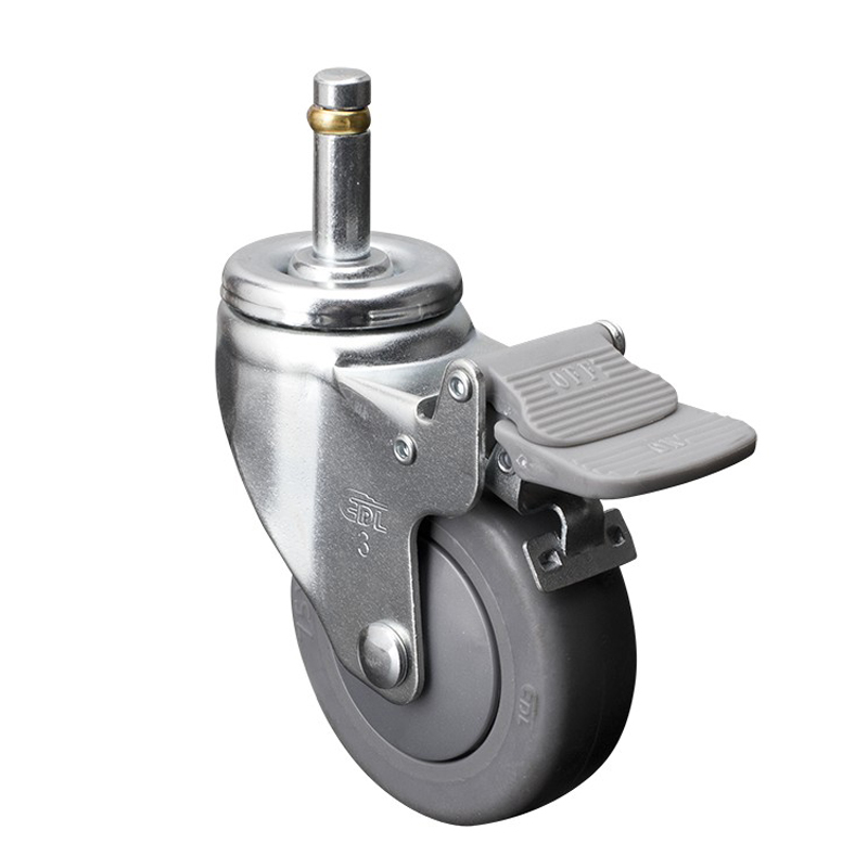 EDL Light 3'' 70kg Stem Plastic Dual Brake TPE Caster 37163H-373-57