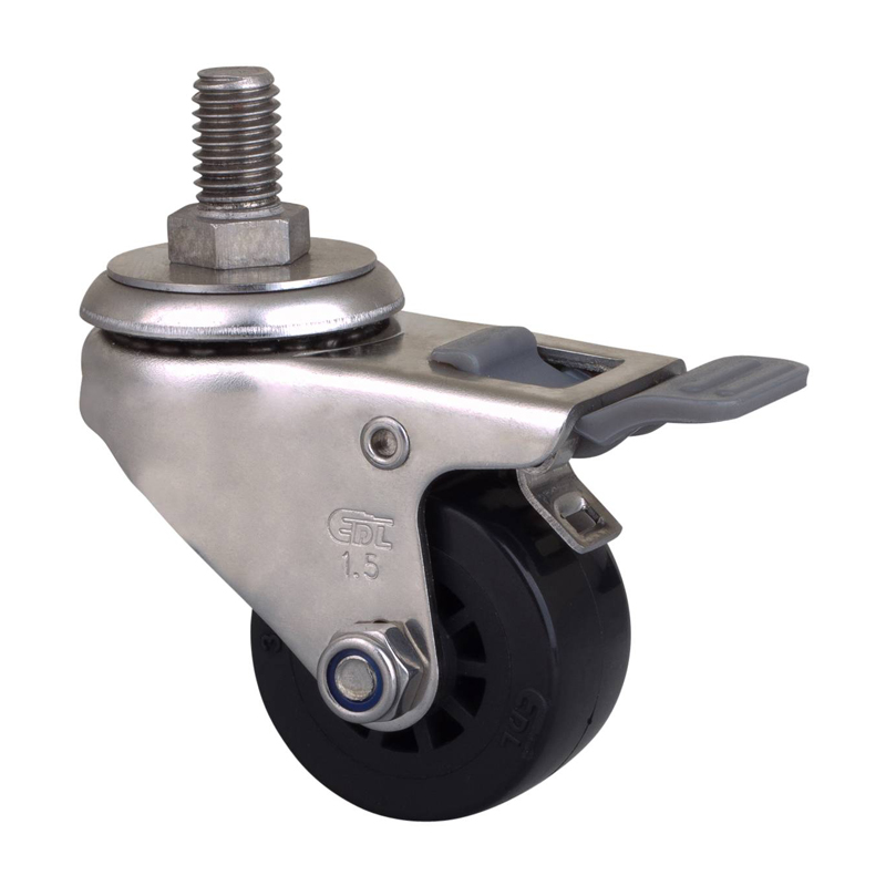 EDL Stainless Steel Mini 1.5'' 35kg Threaded Brake PU Caster S267415H-S2615-63