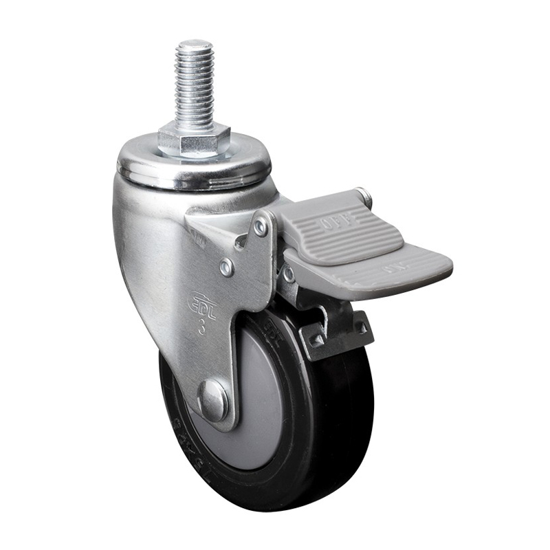 EDL Light 3'' 70kg Threaded Plastic Dual Brake PU Caster 37143H-373-67