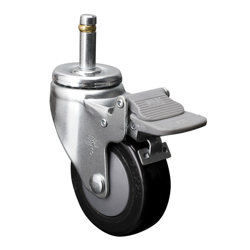 EDL Light 3'' 70kg Stem Plastic Dual Brake PU Caster 37163H-373-67
