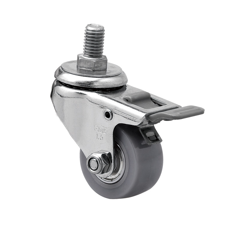 EDL Stainless Steel Mini 1.5'' 35kg Threaded Brake PU Caster S267415H-S2615-76