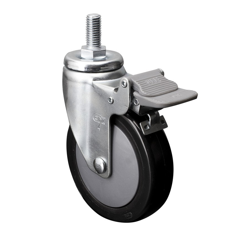 EDL Light 4'' 70kg Threaded Plastic Dual Brake PU Caster 37144H-374-67