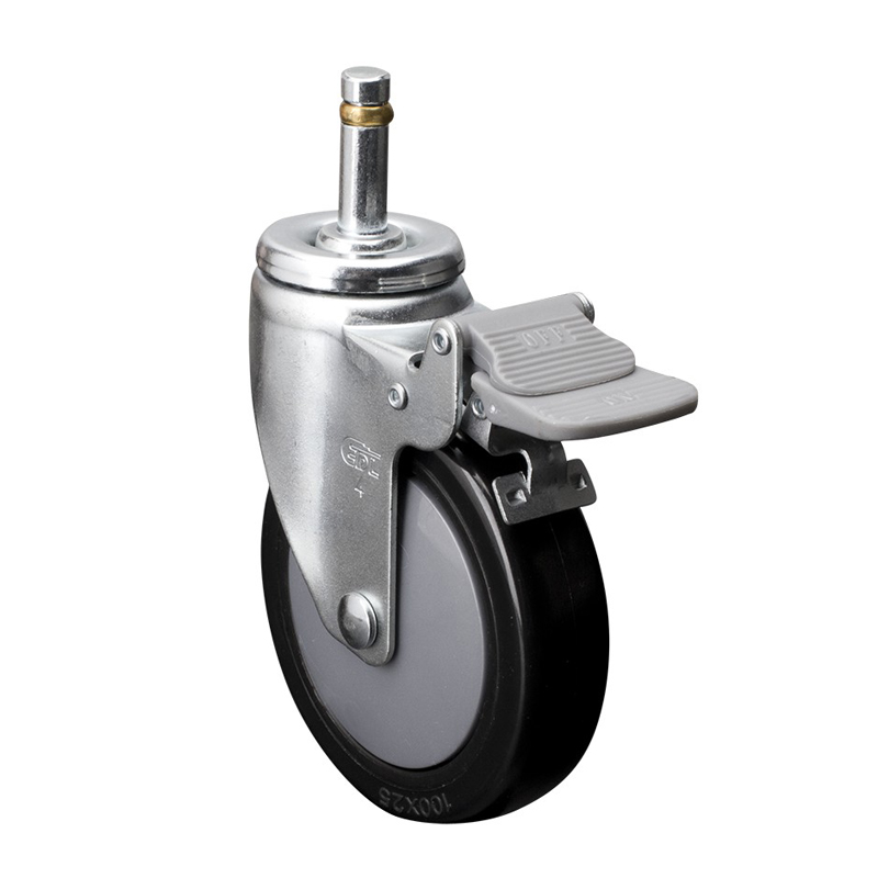 EDL Light 4'' 70kg Stem Plastic Dual Brake PU Caster 37164H-374-67