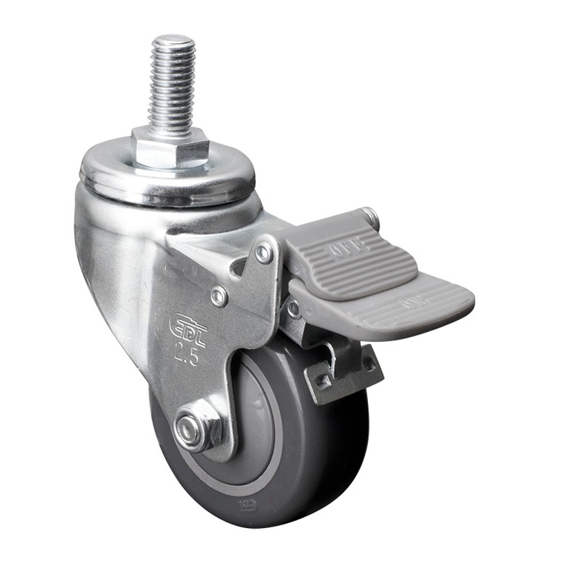 EDL Light 2.5'' 80kg Threaded Plastic Dual Brake PU Caster 371425H-3725-77