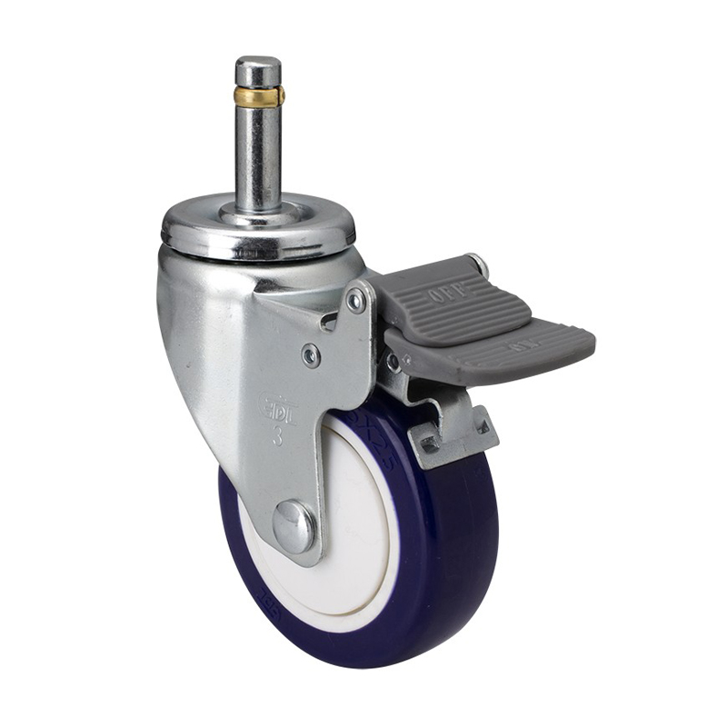 EDL Light 3'' 80kg Stem Plastic Dual Brake TPU Caster 37163H-373-87