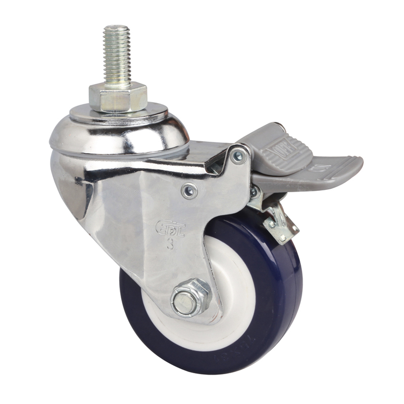 EDL Medium 3'' 130Kg Threaded Plastic Dual Brake TPU Caster 57243H-573-87