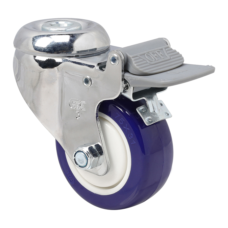 EDL Medium 3'' 130Kg Bolt Hole Plastic Dual Brake TPU Caster 57283H-573-87