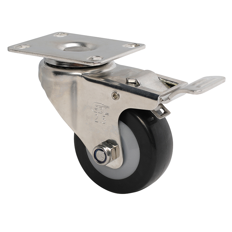 EDL Stainless Steel Light 2.5'' 60kg Plate Brake PU Caster S347225L-S3425-64
