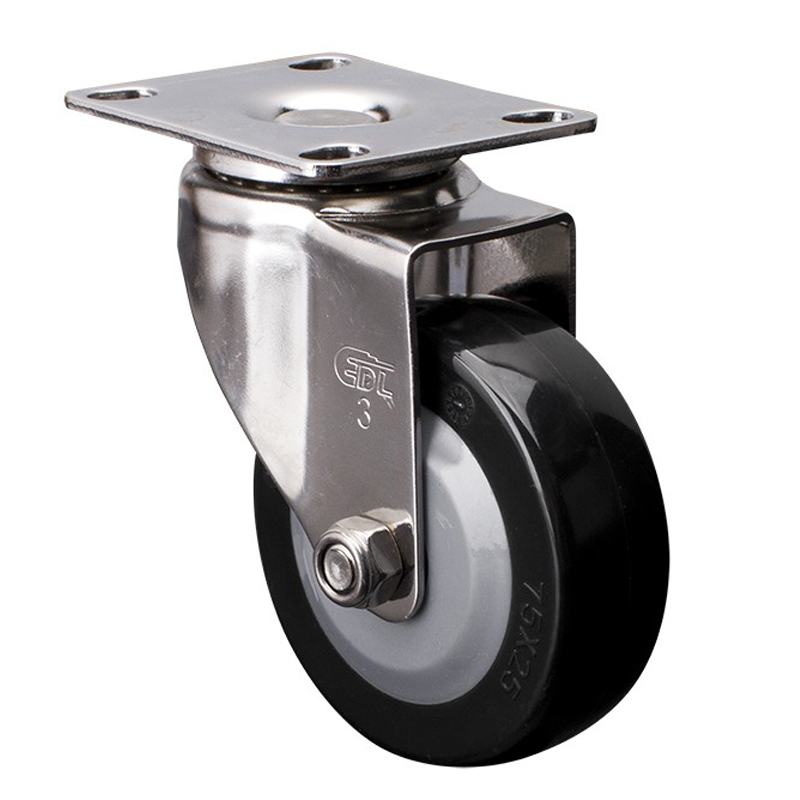 EDL Stainless Steel Light 3'' 60kg Plate Swivel PU Caster S34713-S343-64