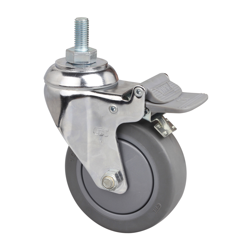 EDL Medium 4'' 110Kg Threaded Plastic Dual Brake TPE Caster 57244H-574-57