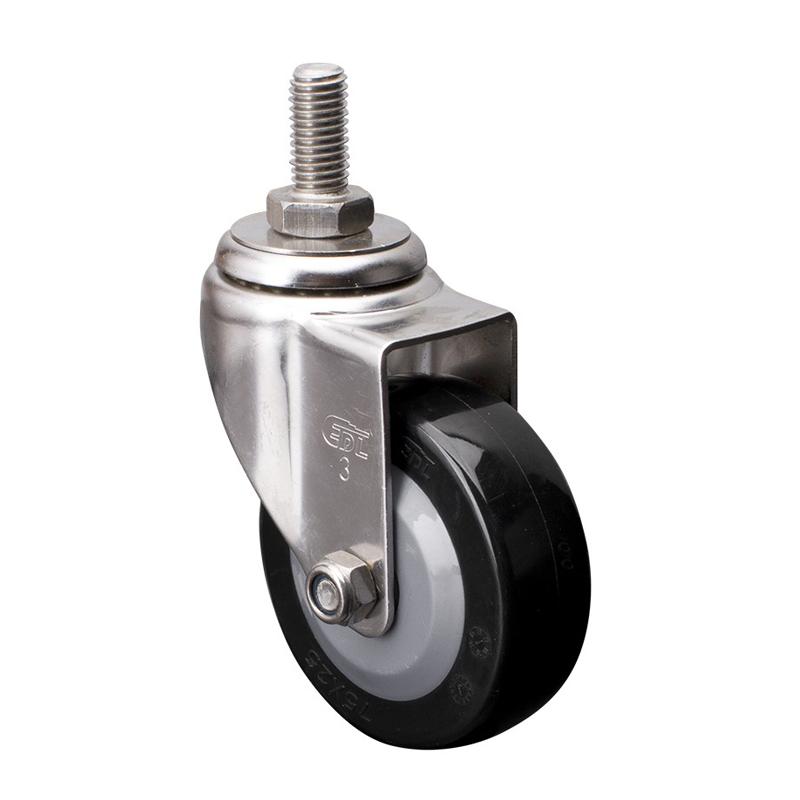 EDL Stainless Steel Light 3'' 60kg Threaded Swivel PU Caster S34733-S343-64