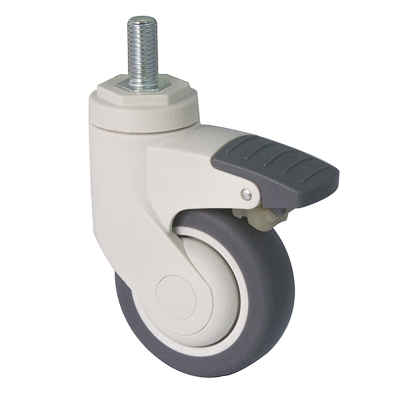 EDL Full Plastic Medium Duty 3'' Threaded Brake 60kg TPE Caster E52043H-57