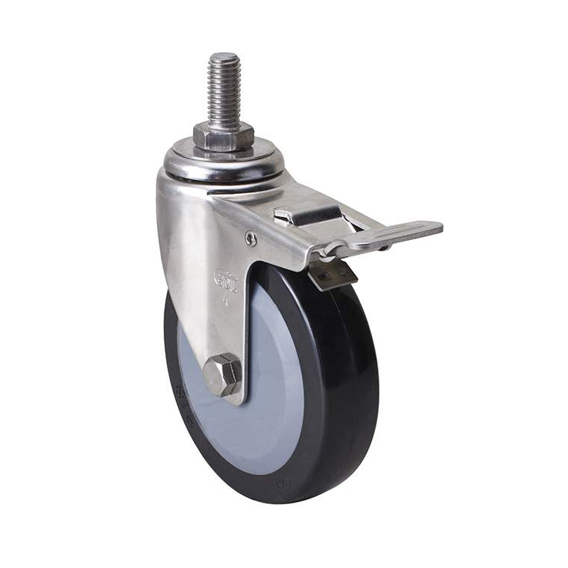 EDL Stainless Steel Light 4'' 60kg Threaded Brake PU Caster S34744L-S344-64