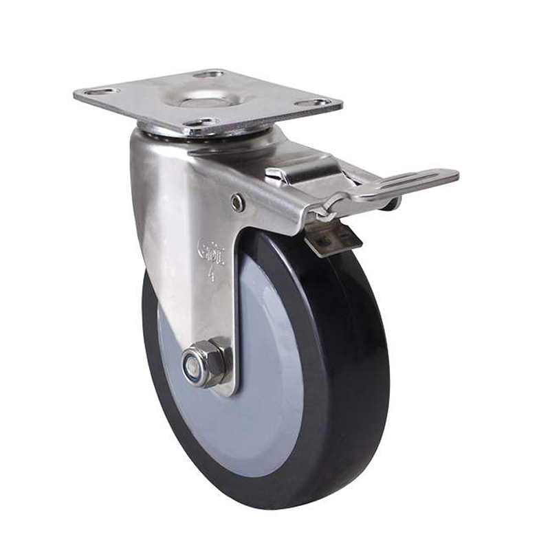 EDL Stainless Steel Light 4'' 60kg Plate Brake PU Caster S34724L-S344-64