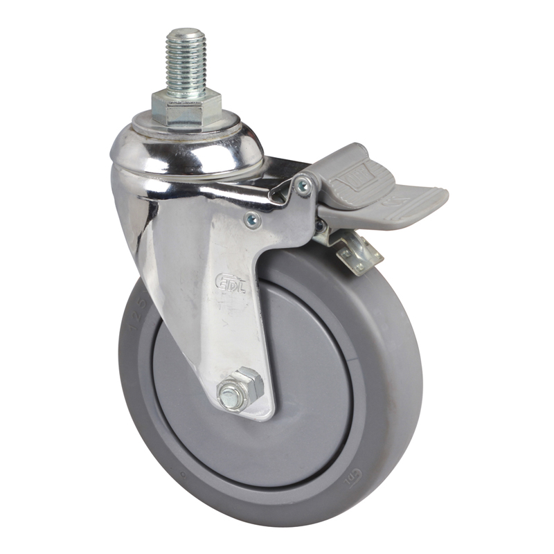 EDL Medium 5'' 110Kg Threaded Plastic Dual Brake TPE Caster 57245H-575-57