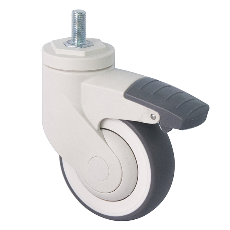 EDL Full Plastic Medium Duty 4'' Threaded Brake 70kg TPE Caster E52044H-57