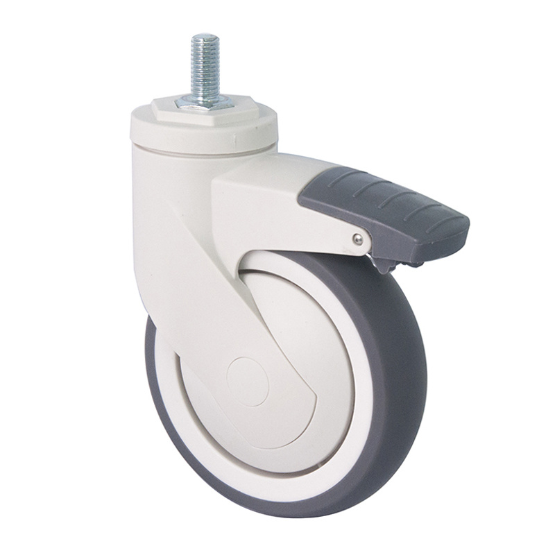 EDL Full Plastic Medium Duty 5'' Threaded Brake 80kg TPE Caster E52045H-57