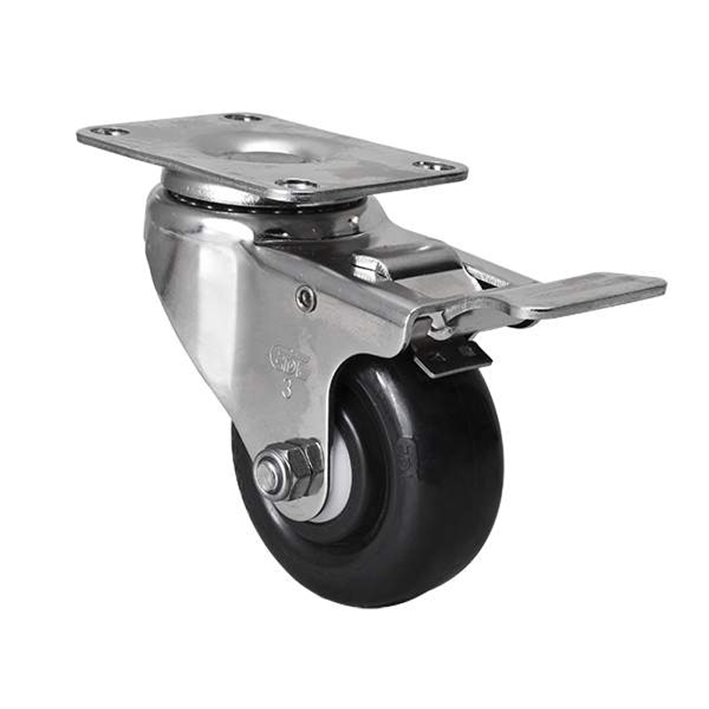 EDL Stainless Steel Medium 3'' 140kg Plate Brake PU Caster  S54723L-S543-65
