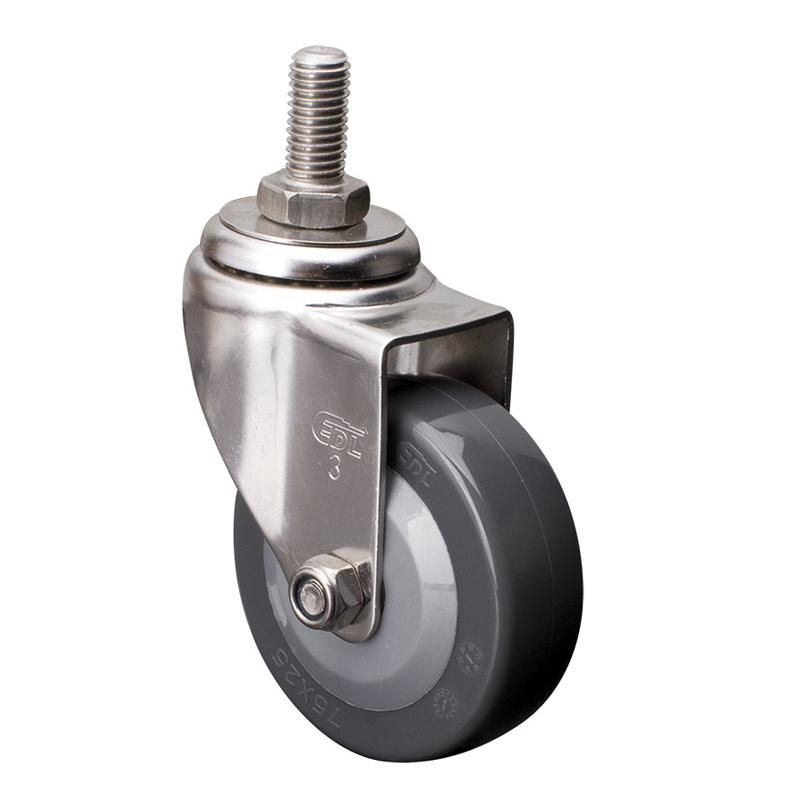 EDL Stainless Steel Light 3'' 70kg Threaded Swivel PU Caster S34733-S343-74