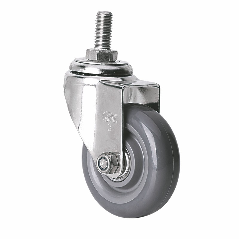 EDL Stainless Steel Light 3'' 70kg Threaded Swivel PU Caster S34733-S343-76