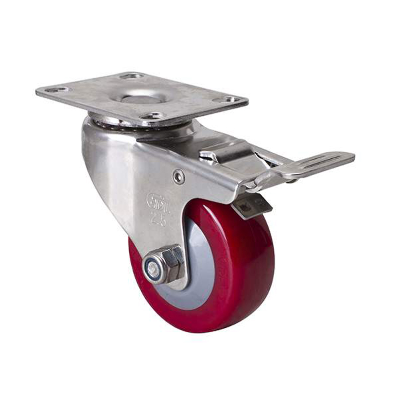 EDL Stainless Steel Light 2.5'' 70kg Plate Brake TPU Caster S347225L-S3425-84