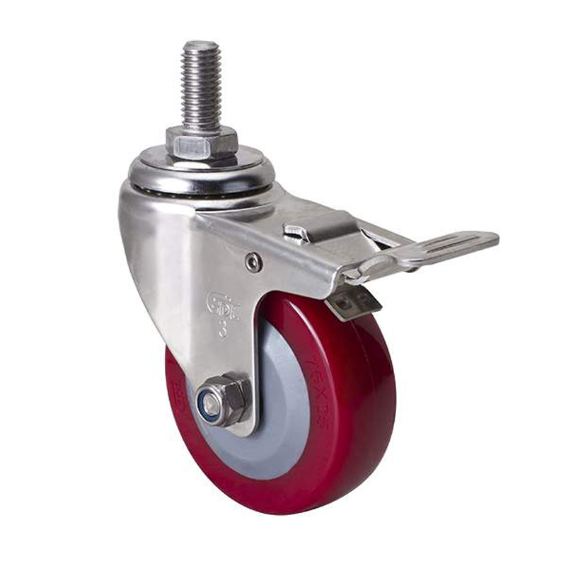 EDL Stainless Steel Light 3'' 70kg Threaded Brake TPU Caster S34743L-S343-84