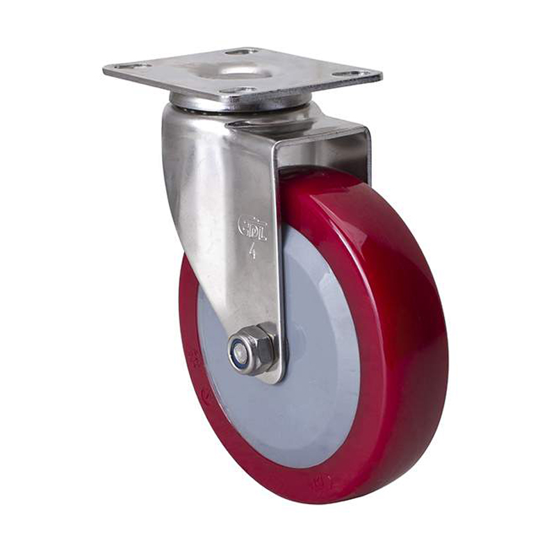 EDL Stainless Steel Light 4'' 70kg Plate Swivel TPU Caster S34714-S344-84