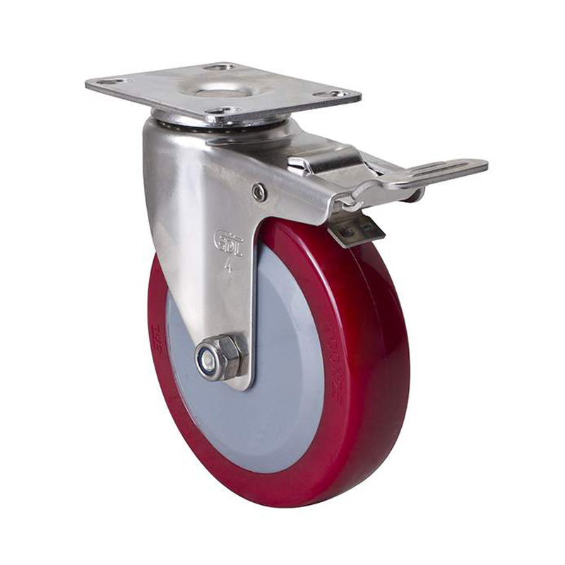 EDL Stainless Steel Light 4'' 70kg Plate Brake TPU Caster S34724L-S344-84
