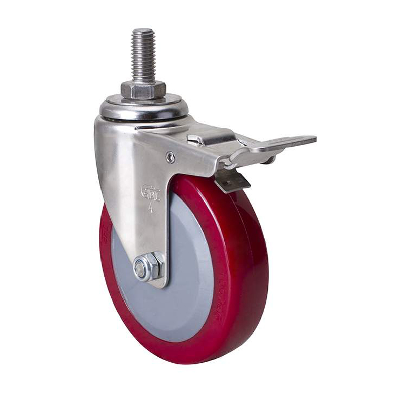 EDL Stainless Steel Light 4'' 70kg Threaded Brake TPU Caster S34744L-S344-84
