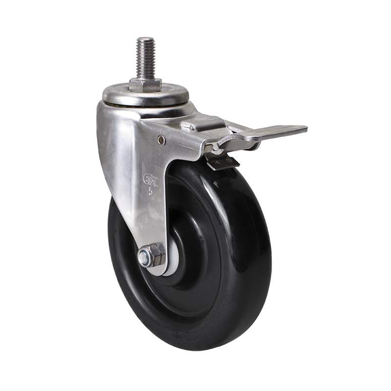EDL Stainless Steel Medium 5'' 140kg Threaded Brake PU Caster S54745L-S545-65