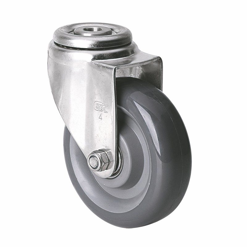 EDL Stainless Steel Medium 4'' 150kg Bolt Hole Swivel PU Caster S54774-S544-76