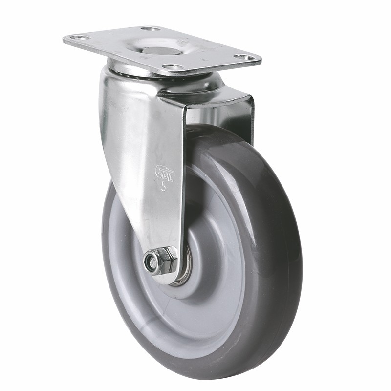 EDL Stainless Steel Medium 5'' 150kg Plate Swivel PU Caster  S54715-S545-76