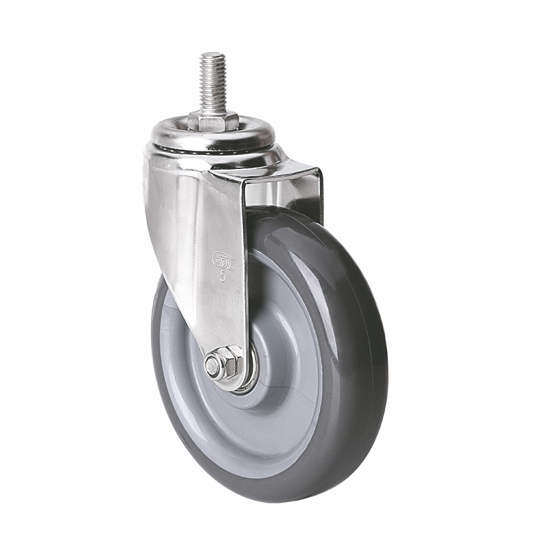 EDL Stainless Steel Medium 5'' 150kg Threaded Swivel PU Caster S54735-S545-76
