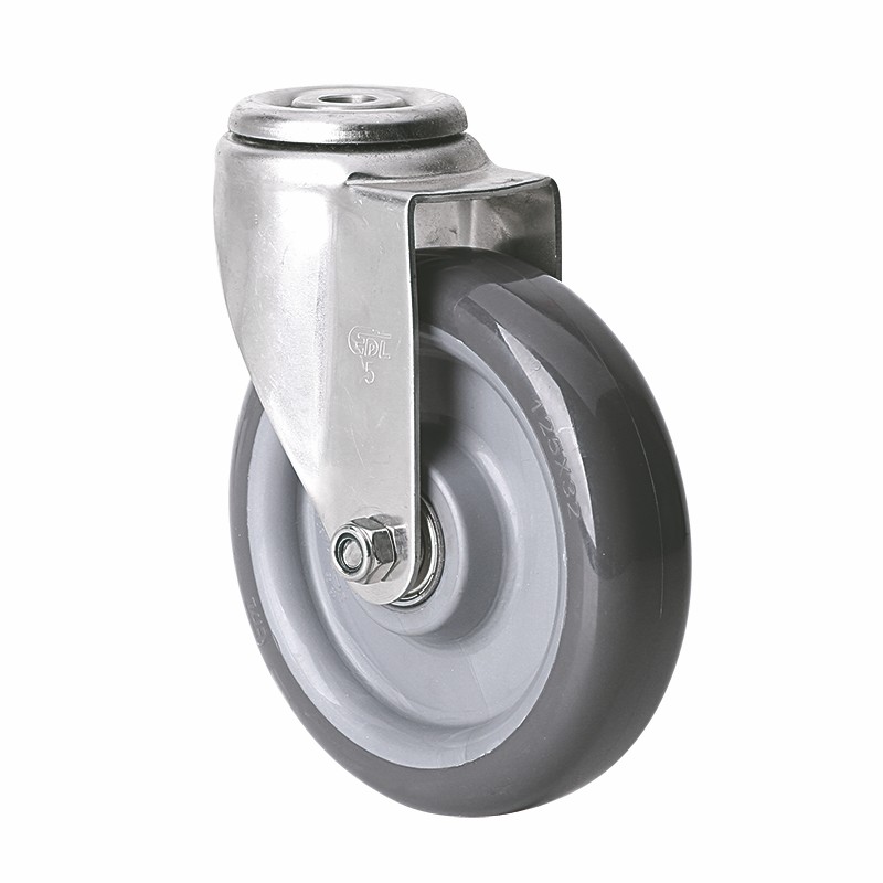 EDL Stainless Steel Medium 5'' 150kg Bolt Hole Swivel PU Caster S54775-S545-76