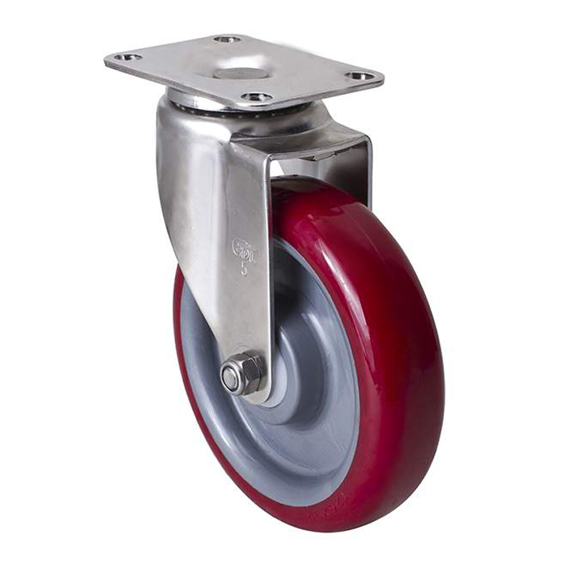 EDL Stainless Steel Medium 5'' 150kg Plate Swivel TPU Caster S54715-S545-85