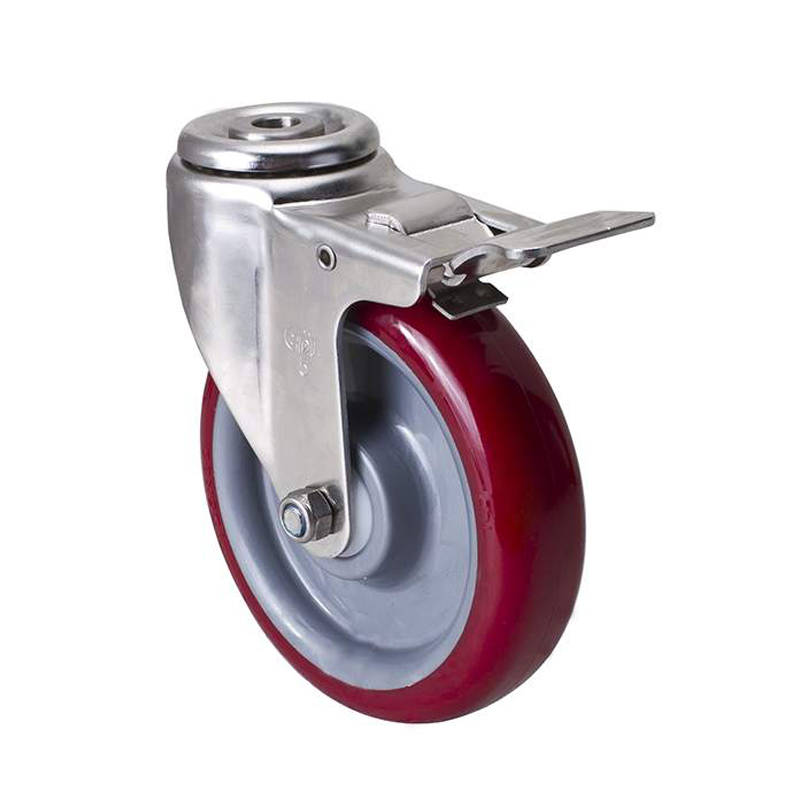 EDL Stainless Steel Medium 5'' 150kg Bolt Hole Brake TPU Caster S54785L-S545-85