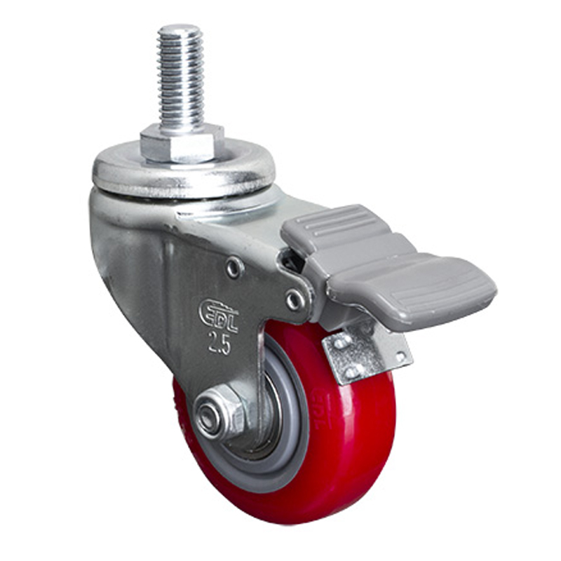 EDL Light 2.5'' 80kg Threaded Brake TPU Caster 361425H-3625-86
